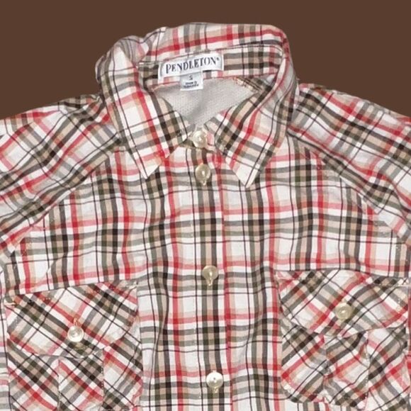 Boys Pendleton Brown/Red Plaid Button Up Size Small - Picture 2 of 7